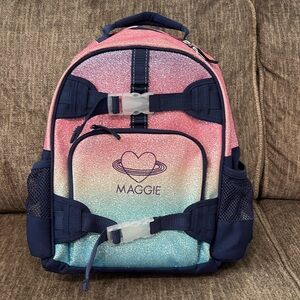Large Monogrammed Pottery Barn Kids Rainbow Ombre Glitter Backpack-“Maggie”